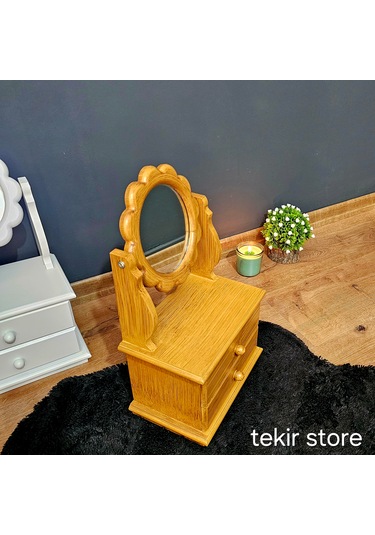 Çiçek Model Ahşap Hareketli Ayna Eskitme Makyaj Takı Organizeri