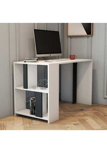 Variant Lima Çalışma Masası Ve Kitaplık Takımı - Beyaz / Antrasit Antrasit - Beyaz