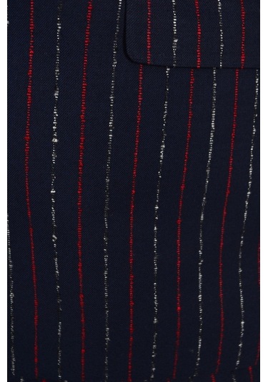 Kalın Çizgi Çift Düğme 6 Drop Slim Erkek Takım Elbise