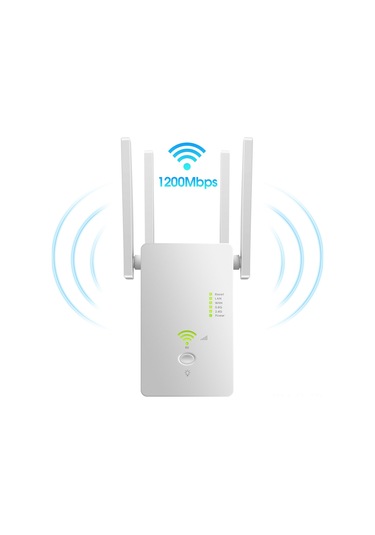 Lemestar Beyaz Ac1200m 2.4/5.8ghz Wifi Sinyal Güçlendirici - Tepe Kazançlı 4 Antenli, Router/ap Çift Fonksiyonlu, Avrupa Standartı