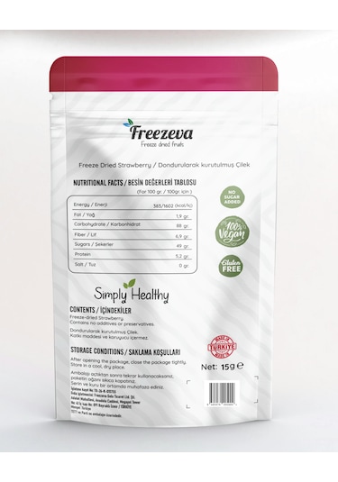Freezeva Dondurularak Kurutulmuş Dilim Çilek 15 Gr Freeze Dried Çilek - Çilek Kuru Meyve Cipsi 15 G