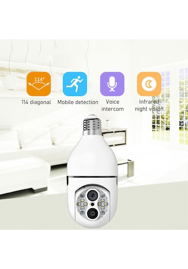 Gajeena E27 Ampul Kamera 1080p Hd İki Lensli Gece Görüşü, İki Yönlü Konuşma, Wifi Hareket Algılama, 110-240v İzleme Kamerası