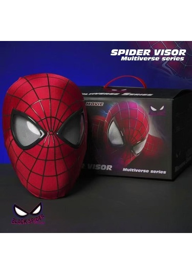 Spider-man Elektrikli Otomatik Göz Kırpan Maske Mk005 Uzaktan Kumandalı Model Işık Usb Şarjlı Kırmızı Kırmızı
