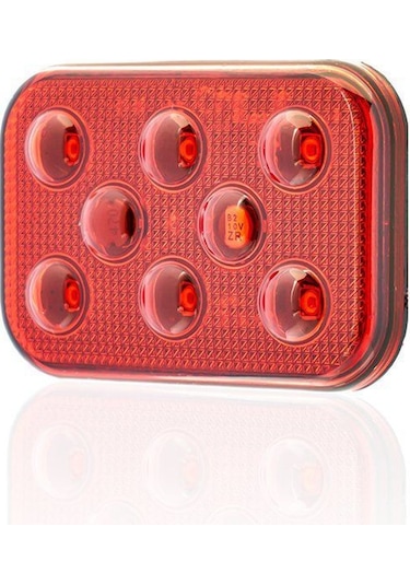 Sanel 12v Universal Kare 6 Led Dış Makan Uyumlu Kırımızı Sbd12r6