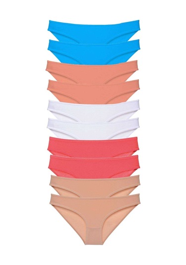10 Adet Süper Eko Set Likralı Kadın Slip Ten Beyaz Pudra Fuşya Ma Çok Renkli