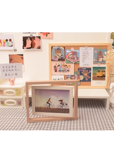 Lemestar Ahşap Ve Cam Döner Fotoğraf Çerçevesi 6-7 İnç, Çift Taraflı Görüntüleme, Dikey-yatay, Ofis/ev Dekoru - 1 Adet