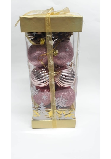 Rose Renk Kutulu Yılbaşı Ağaç Süsü 20 Li