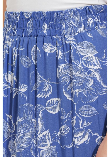 Kadın İndigo Desenli Uzun Viskon Etek 1898 1898bgd19-043-14688 001