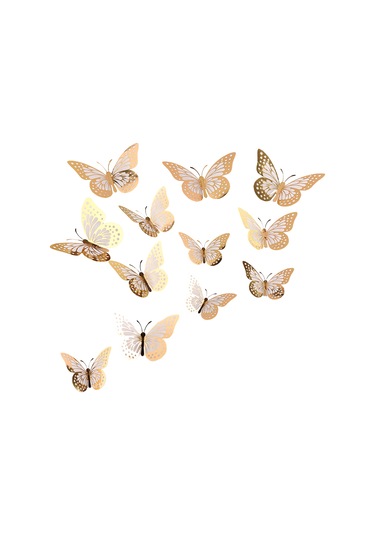 Maiyame Altın 3d Kelebek Duvar Sticker - Ev Dekorasyonu, Oturma Odası, Çocuk Odası Dıy Dekoratif立体装饰 Altın