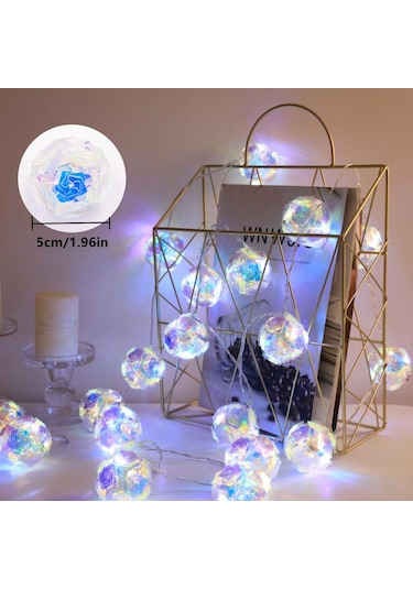 Çok Renkli 40 Led Sihirli Top Işıklar Çelenk Peri Dize Işıklar Lazer Topu Dazzle Lamba Ev Partisi Kapalı Yatak Odası Dekorasyon Noel 3m 20led-usb Çok Renkli