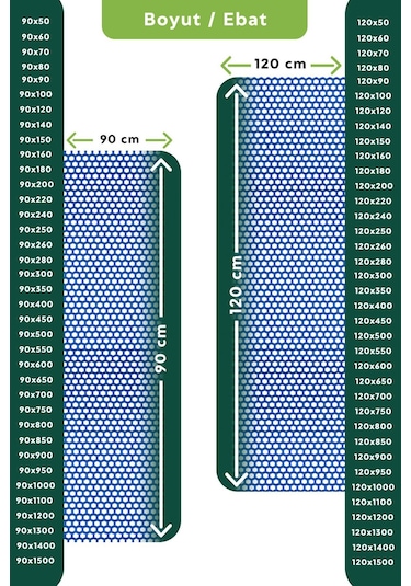 Kaydırmaz Mavi Bal Petek Paspas Yolluk En:90cm