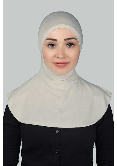Altobeh Kadın Tesettür Pratik Boyunluklu Ninja Hijab - Sporcu Bone Eşarp Şal - Koyu Krem