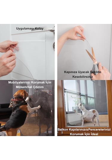 Köpek Tırmalama Mobilya Kapı Koruyucu Yapışkanlı Folyo 60 x 85 CM Şeffaf