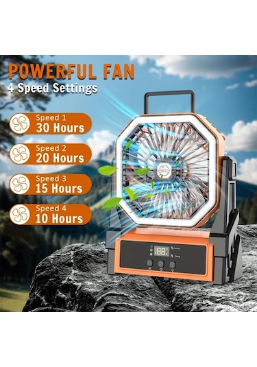 Motion003 Turuncu Taşınabilir Fan Pil İle Çalışır Açık Hava Ve Ev İş Yeri Kullanımı Uzaktan Kumandalı