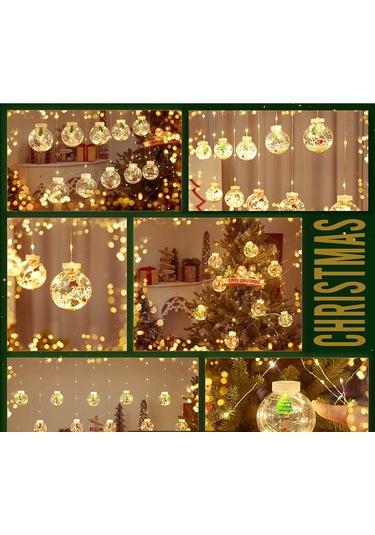 Sekizgen Led Işıklı Yılbaşı Saçak 10'lu Top Led 3 Metre 8 Fonksiyonlu Eklenebilir Dekoratif Yılbaşı Aydınlatma Günışığı