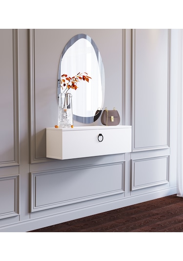 Dar Girişler İçin Duvara Monte Beyaz Dresuar Beyaz