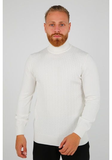 Brango 21234 Erkek Triko Kazak Beyaz