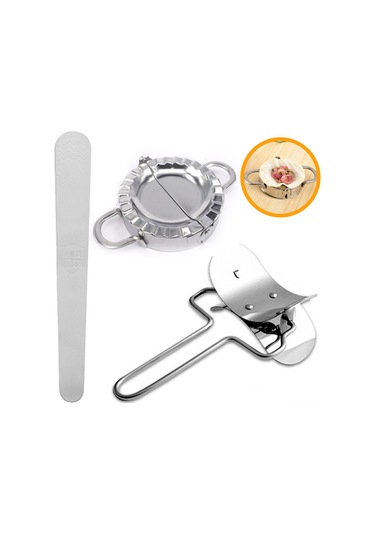 Konesam 304 Çelik Manti Kalıbı Seti Büyük Boy Kalıp + Kurucı + Fıçık Kaşığı - Ev Ve Restoran Mutfak Aleti Diğer