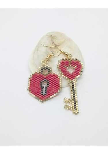 Harmeljewelry Kalbin Anahtarı Küpe Çok Renkli