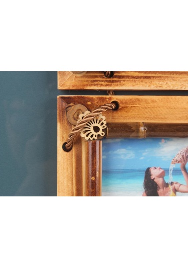 El Yapımı Doğal Ahşap 3 Lü Bambu Bamboo Fotoğraf Çerçevesi Dekoratif Ev Ofis Hediyesi Duvar Süsü - 2