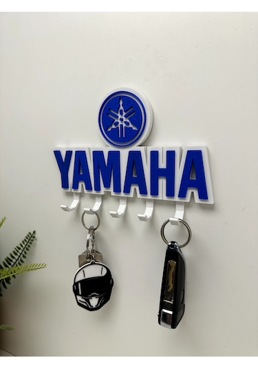 3d Baskı Dekoratif Yamaha Model Motorcu Anahtar Askılığı Beyaz - Mavi