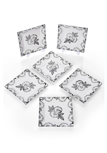 Piatti Naturali 6'lı Black Rose Tatlı Tabak Seti Sunum Servis Pasta 15 Cm
