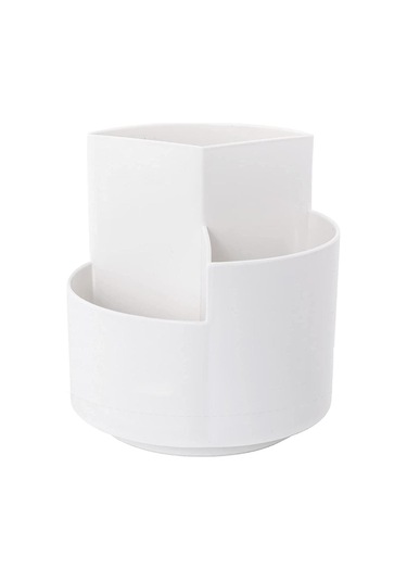 Ganzhoushop Döner Kalemlik Çok Amaçlı 3 Bölmeli Yuva Döner Kalemlik Kırtasiye Kalem Düzenleyici Ofis Ev Beyazbeyaz