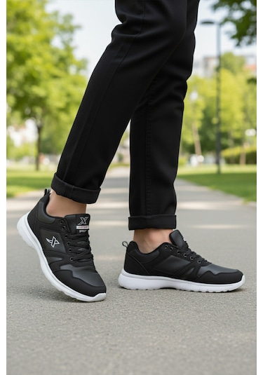 Siyah Beyaz Büyük Numara Bağcıklı Erkek Spor Ayakkabı Xstep 020-cilt M Siyah - Beyaz