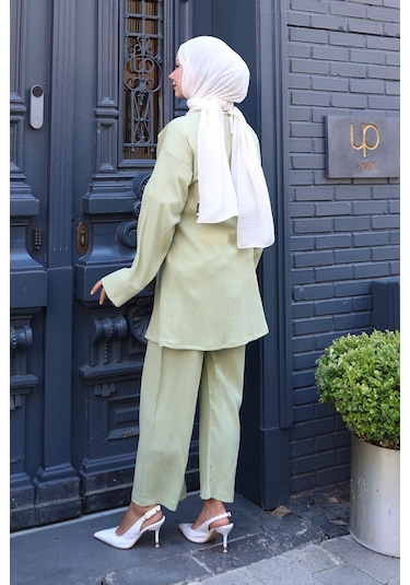 Misskayle Bağlama Detaylı Kimono Takım Mint Yeşili Mintyeşili