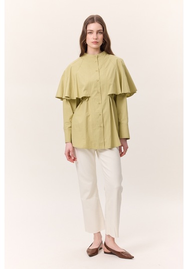 Pelerinli Tasarım Gömlek Adaçayı Adaçayı Yeşil