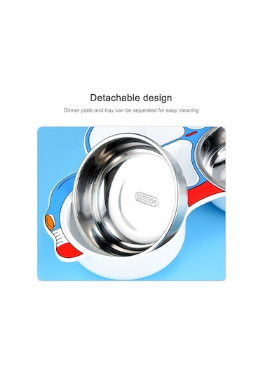 Sones 304 Paslanmaz Çelik Çocuk Araba Yemek Tabağı, Stil: Mavi Çıkarılabilir Ve Yıkanabilir