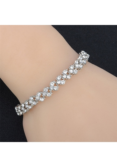 Zirkon Taşlı Gümüş Bileklik, 2022Trend Sevgililer Günü Hediye Si Çok Renkli