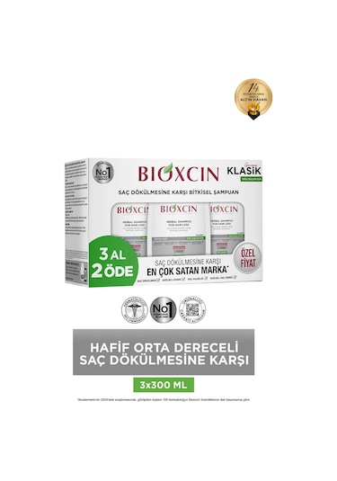 Bioxcin Klasik Yağlı Saçlar Için Şampuan 3x300 Ml - Genesis Saç Dökülmesi Şampuanı Yağlı Saçlar