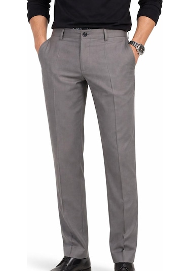 Classics Men Caserta Regular Fit Erkek Armürlü Keten Pantolon - 7635 gri