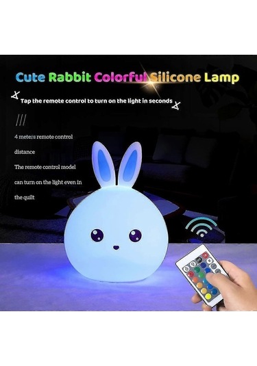Opulentliving Bebek Tavşan Gece Lambası, Şarj Edilebilir, Çok Renkli Yürü, Rahatlatıcı Işık Çok Renkli
