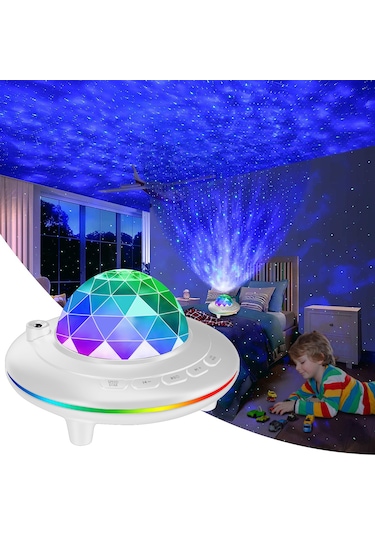 Kumandalı Bluetooth Hoparlör Galaxy Gökyüzü Projeksiyon Gece Lamb Beyaz