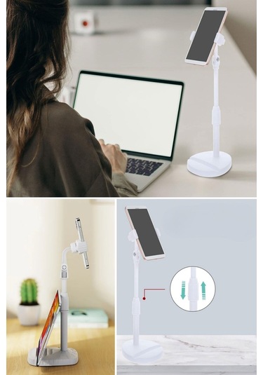 Buffer Masa Üstü Tablet Ve Telefon Tutucu Plastik Aparat Beyaz Telefon Standı Çok Renkli