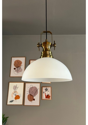 Perry Cam Tekli Avize Yeni Eskitme Beyaz Başlık Retro Sarkıt Lamba Restoran Salon Aydınlatma Beyaz