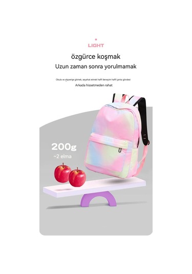 Geniş Kapasiteli Okul Çantası Seti 3 Parçalı Sırt Çantası, Yemek Çantası Ve Kalemlik Üniversite Kampüs Çantası Ergonomik Öğrenci Sırt Çantası Pembe