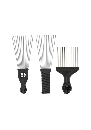 Pro Metal Afro Fırça Geniş Diş Saç Tarak Hacim Veren Saç Şekillendirici Anti-statik Tarak Fırça Dolaşık Açıcı Tarak Siyah Yumruk