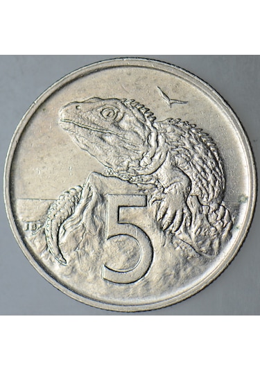 Yeni Zelanda 5 Cent 1980 Tuatara Temalı. Kraliçe Iı. Elizabeth.