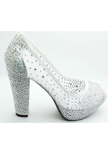 Punto 586398 Sedef Kadın Taşlı Abiye 13 Cm Topuklu  Ayakkabı
