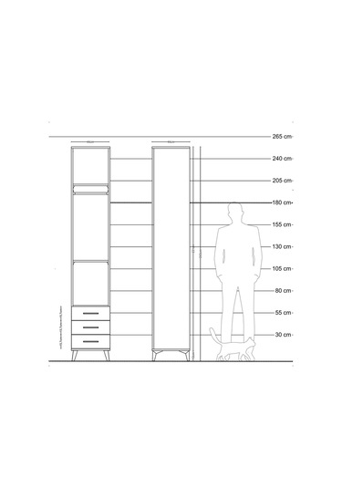 Hyperion Dolap 3 Raflı 3 Çekmeceli Tek Askılı 44x44x243 Çam-aytaşı Atlas Çam