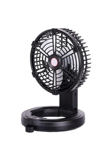 Kamp Fanı Taşınabilir Şarjlı Lambalı Fan 8757 Siyah