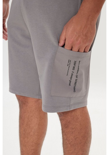 Ac&Co / Altınyıldız Classics Erkek Grı Standart Fit Normal Kesim Pamuklu Cepli Örme Şort Gri