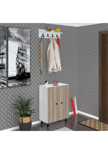 Kenzlife Ayakkabılık Cimcime5 Crdbyz 83 060 32 Kapaklı 5 Raflı 15 Çift Ayakkabı Kapasitesi Ahşap