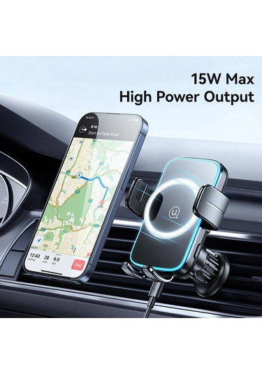 Usams Cd230 15w Doğru Hizalama Vantuzlu Kablosuz Şarj Araç Telefonu Tutucu Siyah