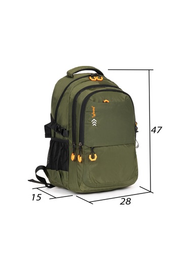 Fermuarlı Geniş Bölmeli Spor & Okul Sırt Çantası Hafif, Ergonomik Ve Dayanıklı Tasarım - Haki Haki