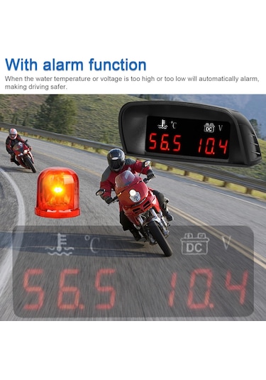 2 İn 1 Universal Araç Dijital Göstergesi Su Sıcaklığı Gerilim Ölçer Voltmetre 936v 18npt İle