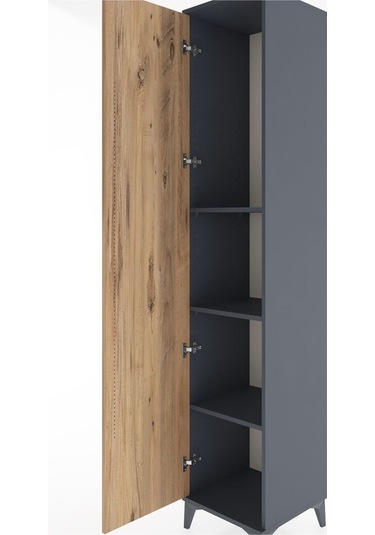 Hyperion Dolap 3 Raflı Tek Kapaklı 44x44x221 Antrasit-çam Antrasit